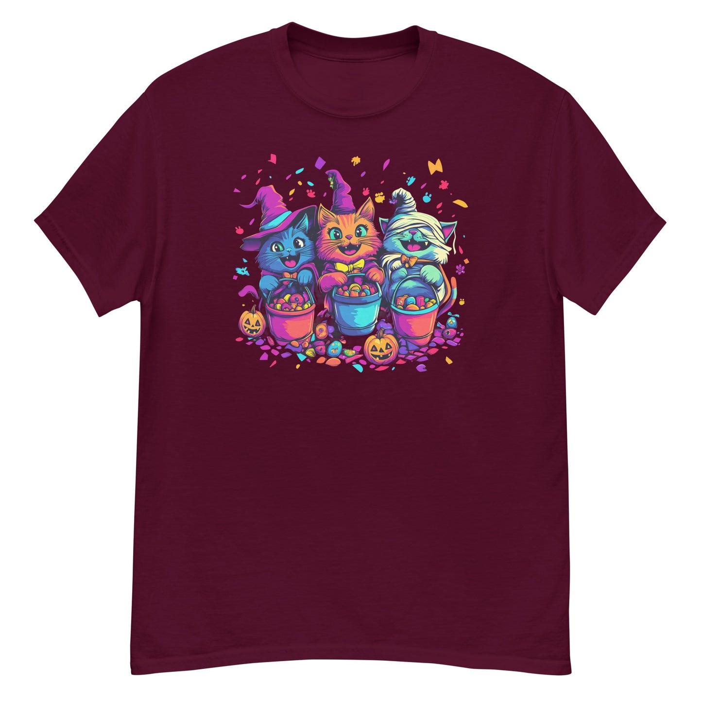 Spooky Cat Trick-or-Treaters, Cute Halloween Cat T-Shirt, Kitten T Shirt, Cats Trick or Treating, Kittens Laughing, Funny Halloween T-Shirt, Irreverent Shirt, Ironic T Shirt, Sarcastic Tee-Shirt, Witty Shirt, Halloween Tee