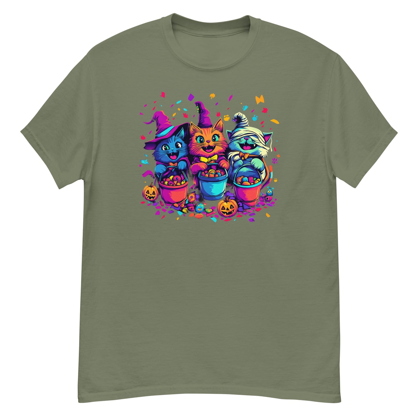 Spooky Cat Trick-or-Treaters, Cute Halloween Cat T-Shirt, Kitten T Shirt, Cats Trick or Treating, Kittens Laughing, Funny Halloween T-Shirt, Irreverent Shirt, Ironic T Shirt, Sarcastic Tee-Shirt, Witty Shirt, Halloween Tee