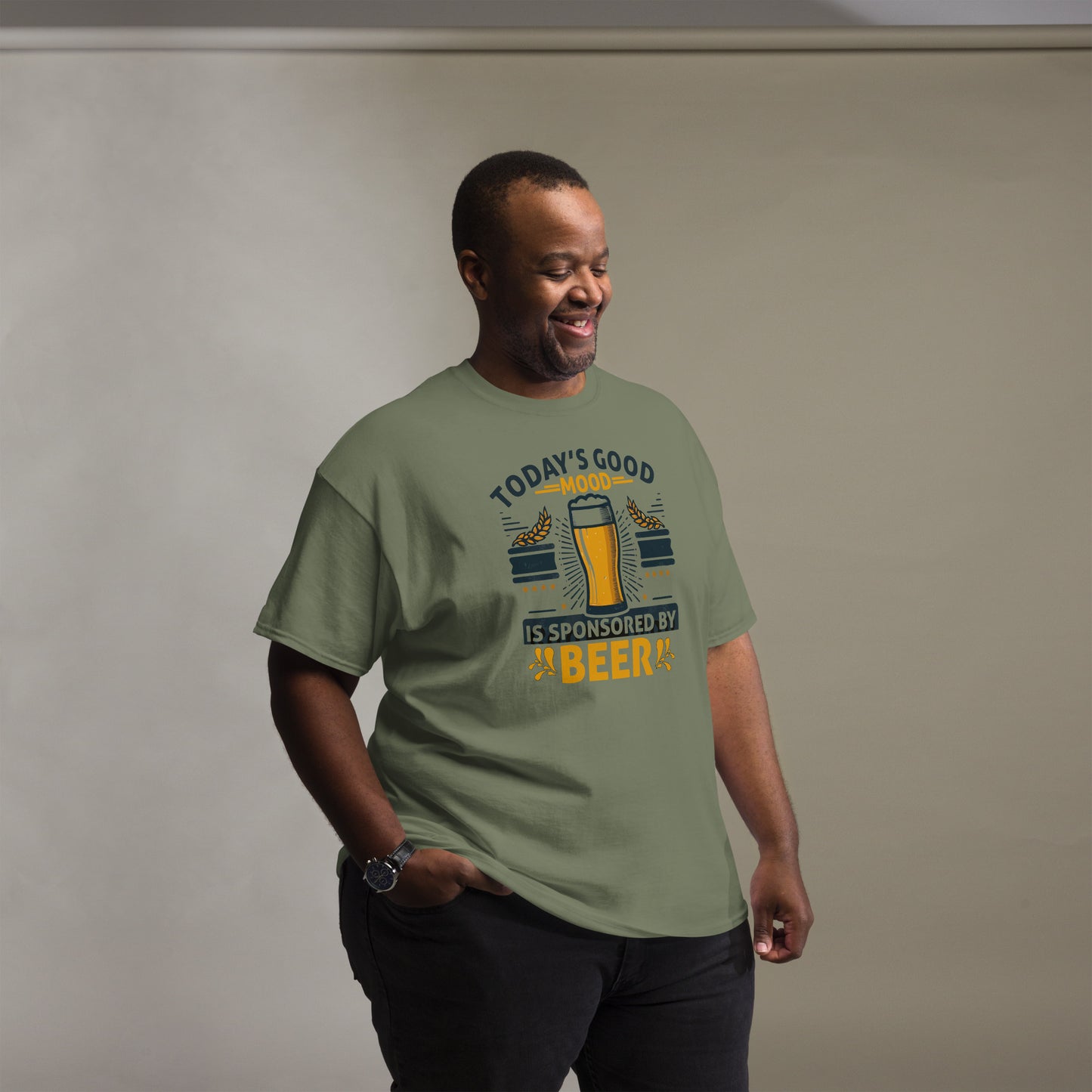 Today's Good Mood Is Sponsored By Beer, Funny T-Shirt, Irreverent Shirt, Ironic T Shirt, Sarcastic Tee-Shirt, Witty Shirt