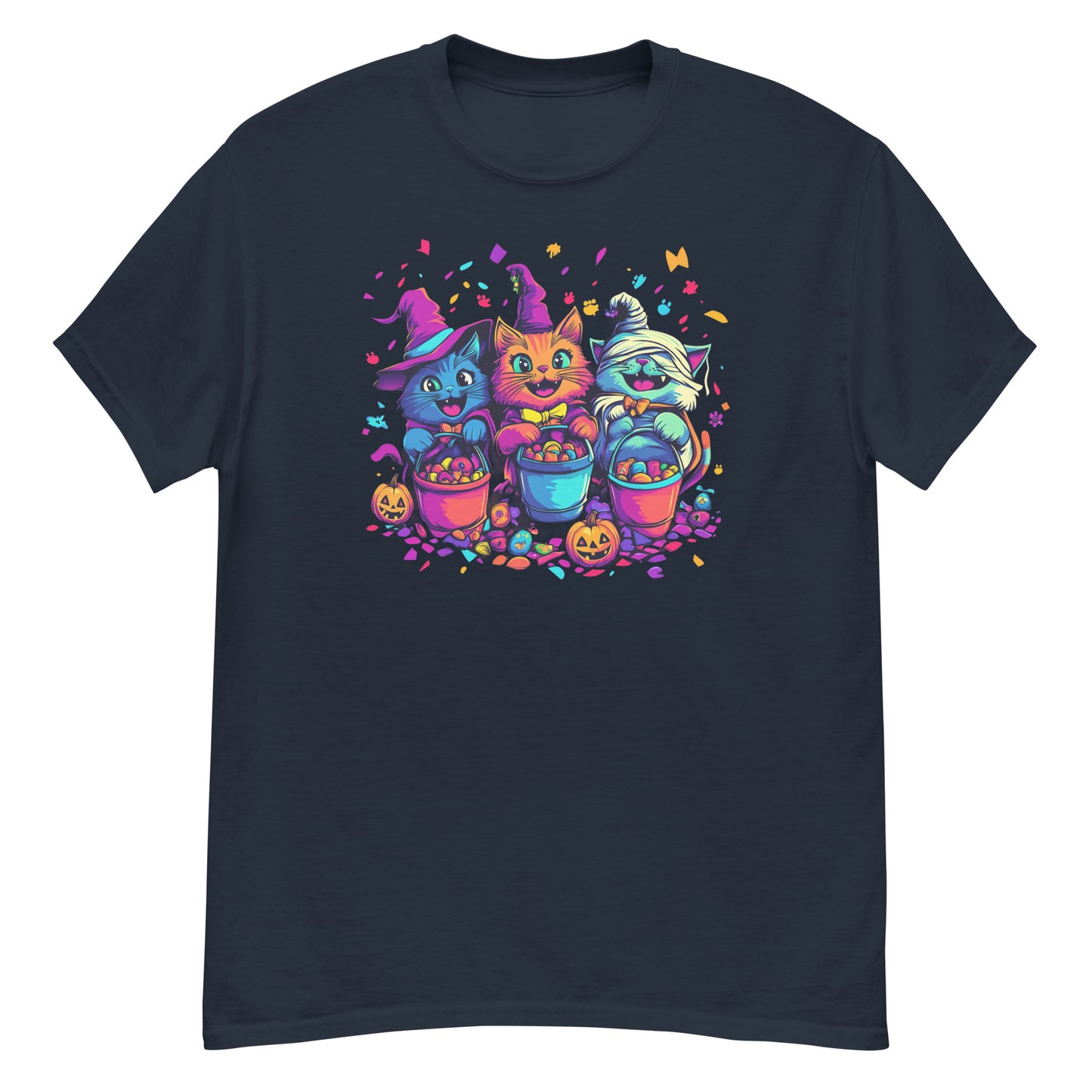 Spooky Cat Trick-or-Treaters, Cute Halloween Cat T-Shirt, Kitten T Shirt, Cats Trick or Treating, Kittens Laughing, Funny Halloween T-Shirt, Irreverent Shirt, Ironic T Shirt, Sarcastic Tee-Shirt, Witty Shirt, Halloween Tee