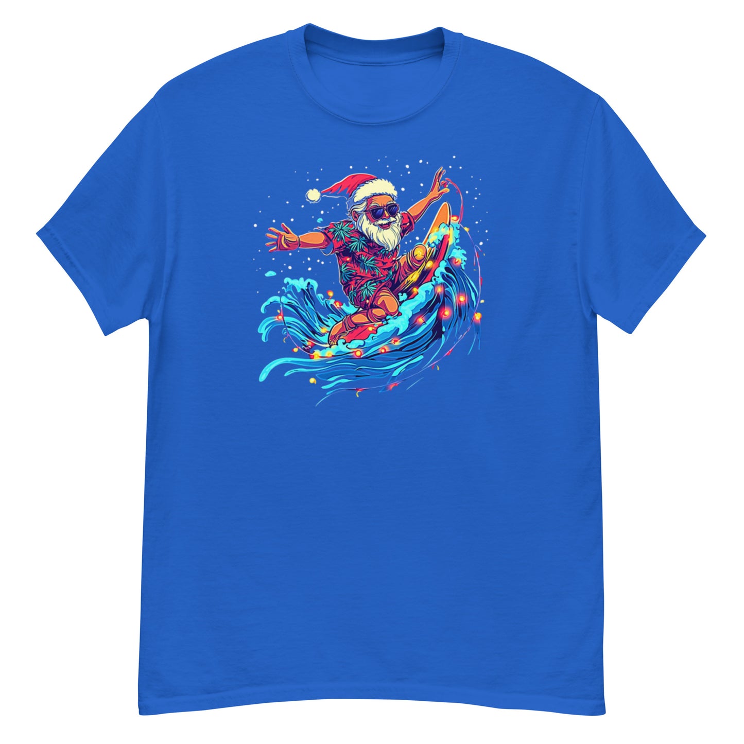 Surfing Santa, Christmas T-Shirt, Xmas Tee, Funny T-Shirt, Ironic T Shirt, Witty Shirt, Father Christmas, Seasonal