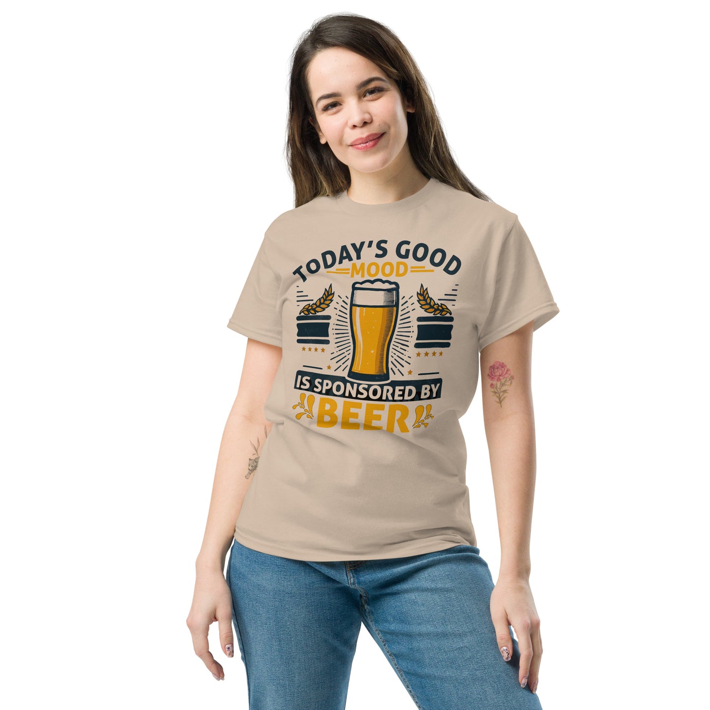 Today's Good Mood Is Sponsored By Beer, Funny T-Shirt, Irreverent Shirt, Ironic T Shirt, Sarcastic Tee-Shirt, Witty Shirt