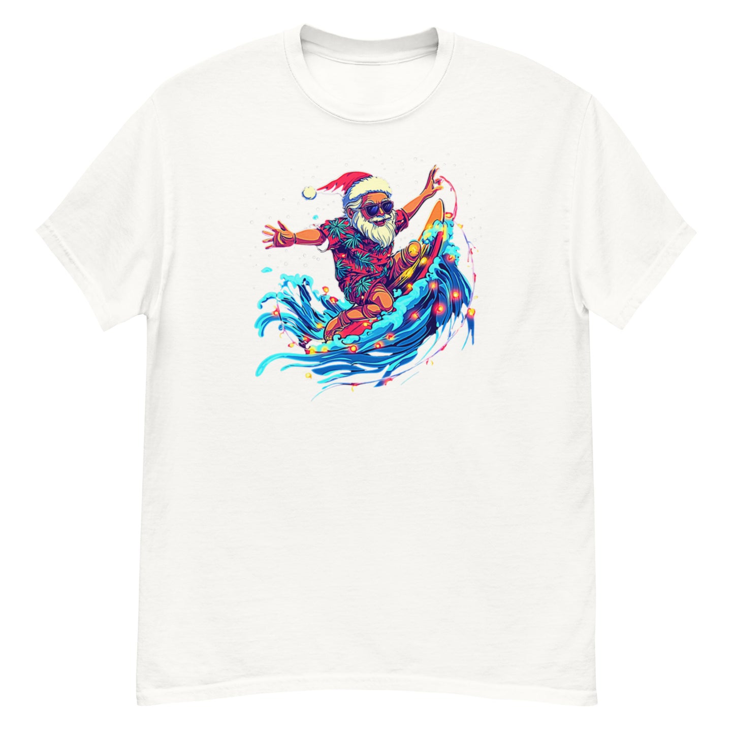 Surfing Santa, Christmas T-Shirt, Xmas Tee, Funny T-Shirt, Ironic T Shirt, Witty Shirt, Father Christmas, Seasonal