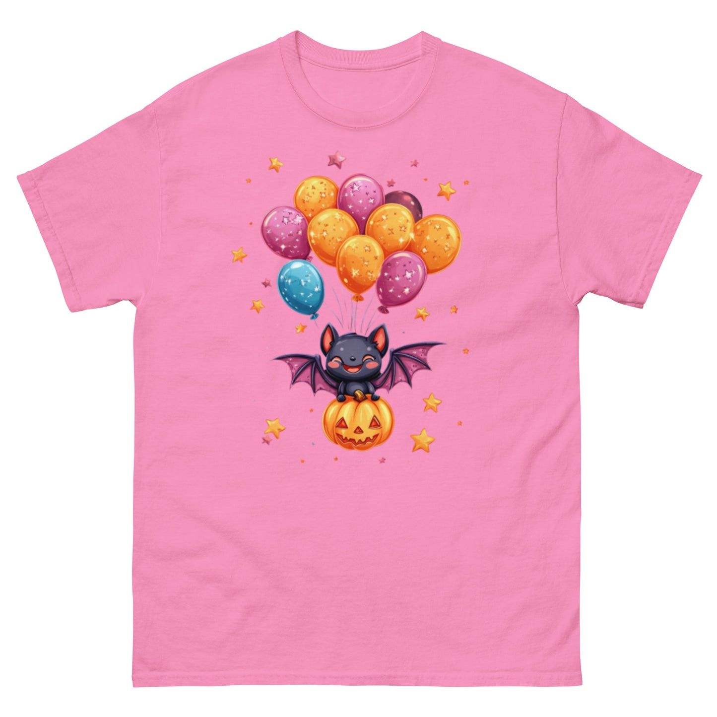 Cute Bat with Pumpkin and Balloons T-Shirt - Funny Halloween T-Shirt, Witty Shirt, Halloween Tee