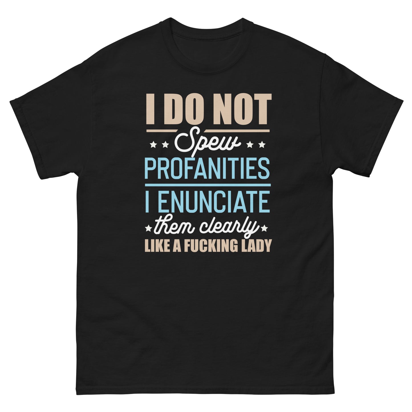 I Don't Spew Profanities, I Enunciate Them Clearly, Like A Lady, Funny T-Shirt, Irreverent Shirt, Ironic T Shirt, Sarcastic Tee-Shirt