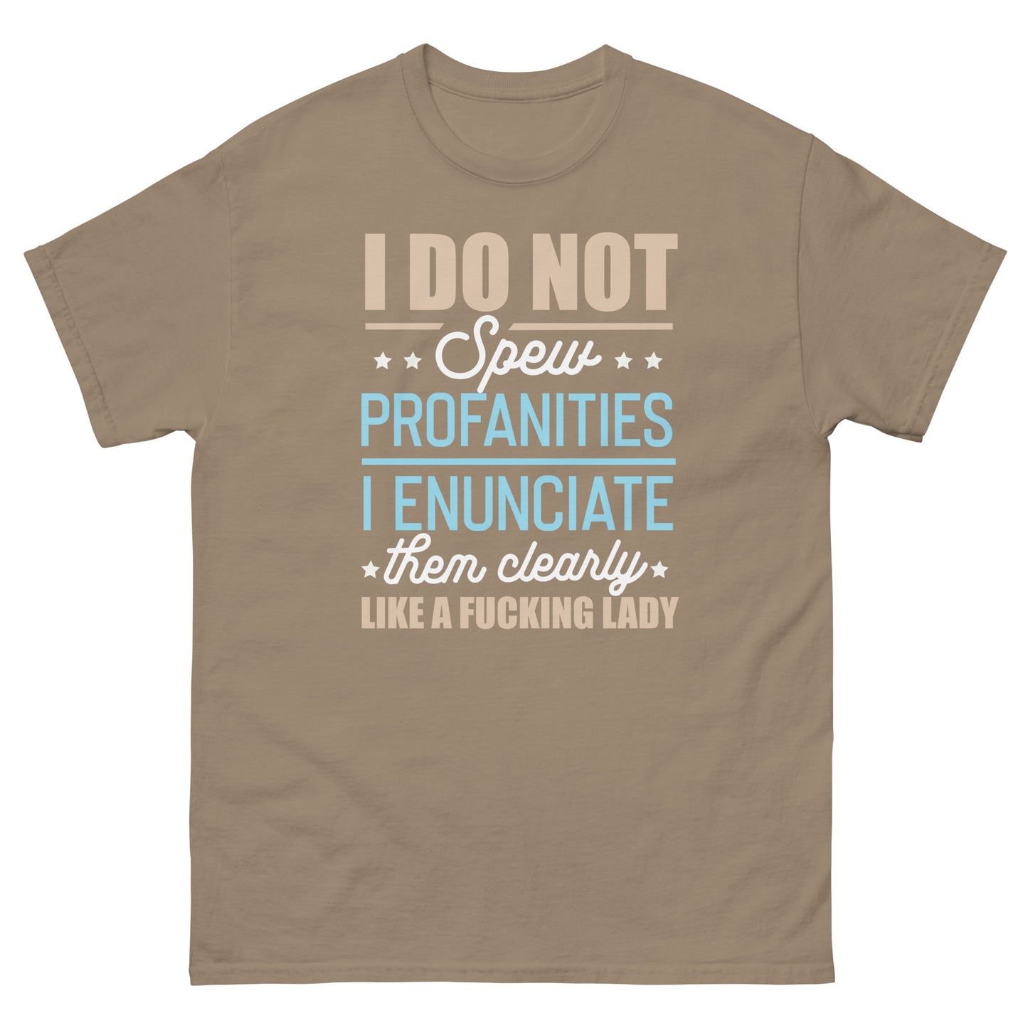 I Don't Spew Profanities, I Enunciate Them Clearly, Like A Lady, Funny T-Shirt, Irreverent Shirt, Ironic T Shirt, Sarcastic Tee-Shirt