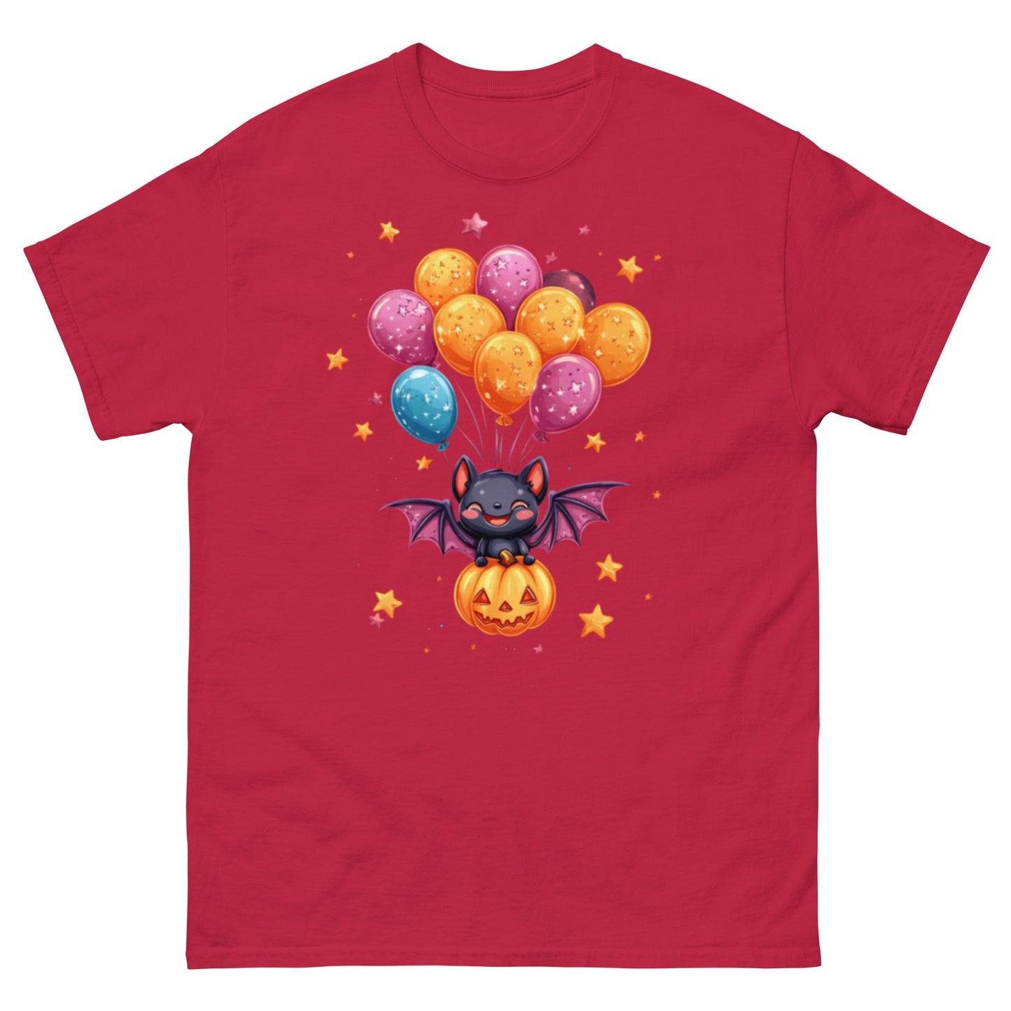 Cute Bat with Pumpkin and Balloons T-Shirt - Funny Halloween T-Shirt, Witty Shirt, Halloween Tee