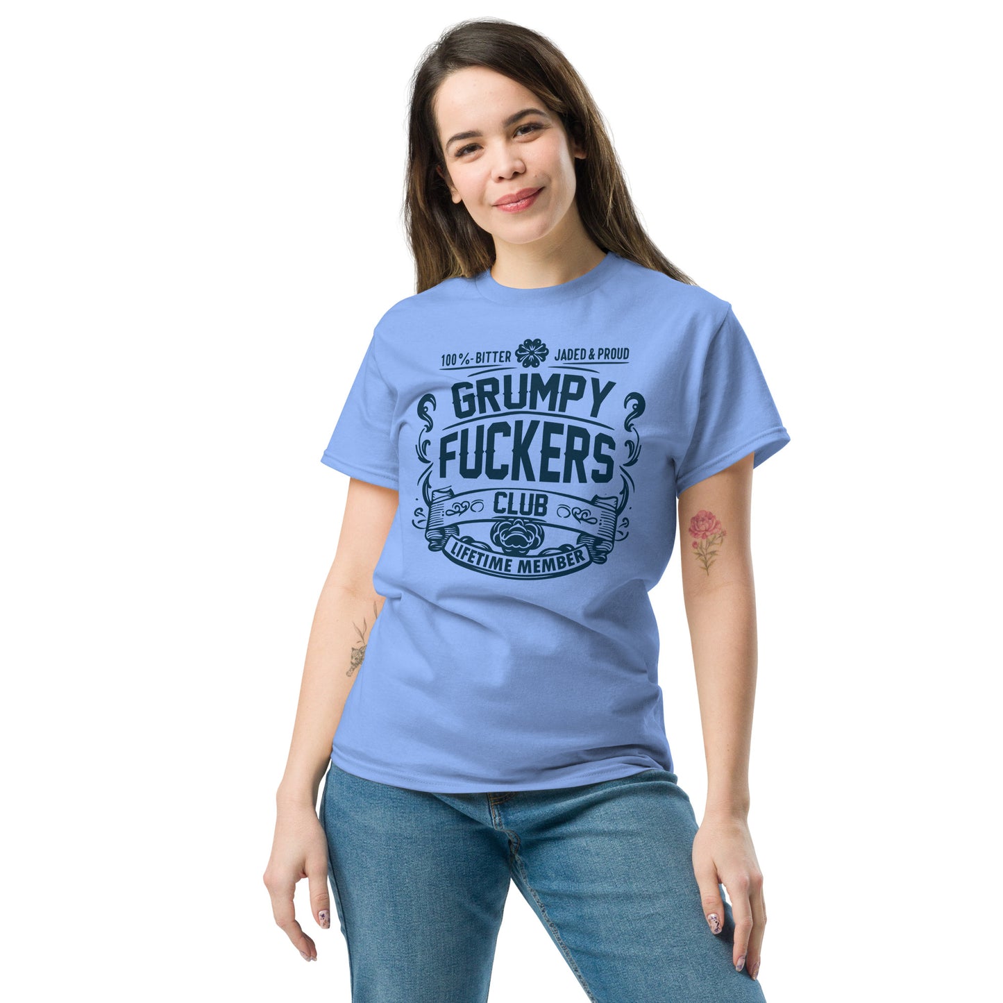 Grumpy Fuckers Club Funny T-Shirt, Lifetime Member, Jaded, Bitter, Proud, Irreverent Shirt, Sarcastic Tee-Shirt, Ironic Shirt