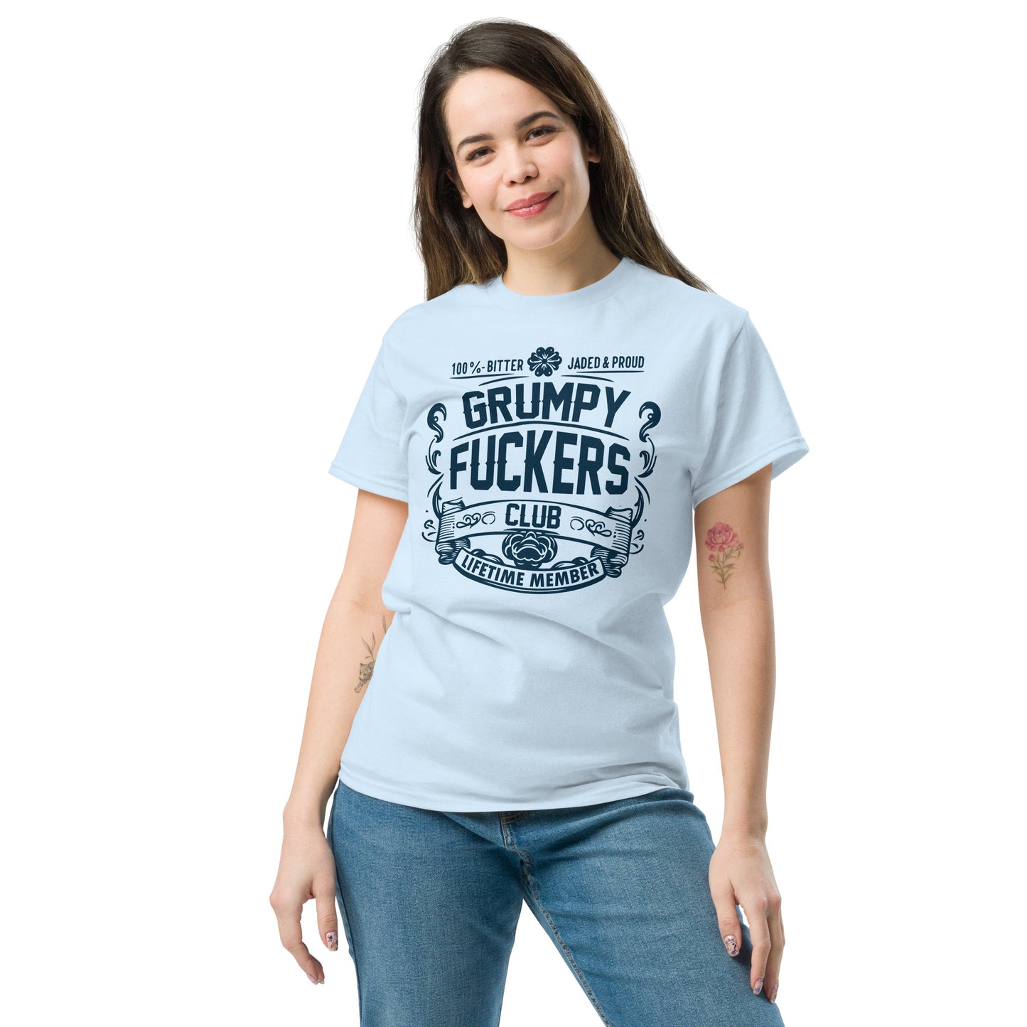 Grumpy Fuckers Club Funny T-Shirt, Lifetime Member, Jaded, Bitter, Proud, Irreverent Shirt, Sarcastic Tee-Shirt, Ironic Shirt