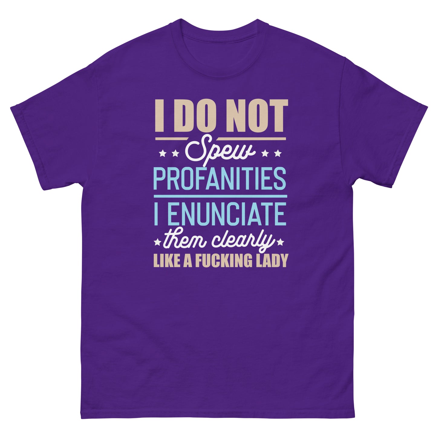 I Don't Spew Profanities, I Enunciate Them Clearly, Like A Lady, Funny T-Shirt, Irreverent Shirt, Ironic T Shirt, Sarcastic Tee-Shirt