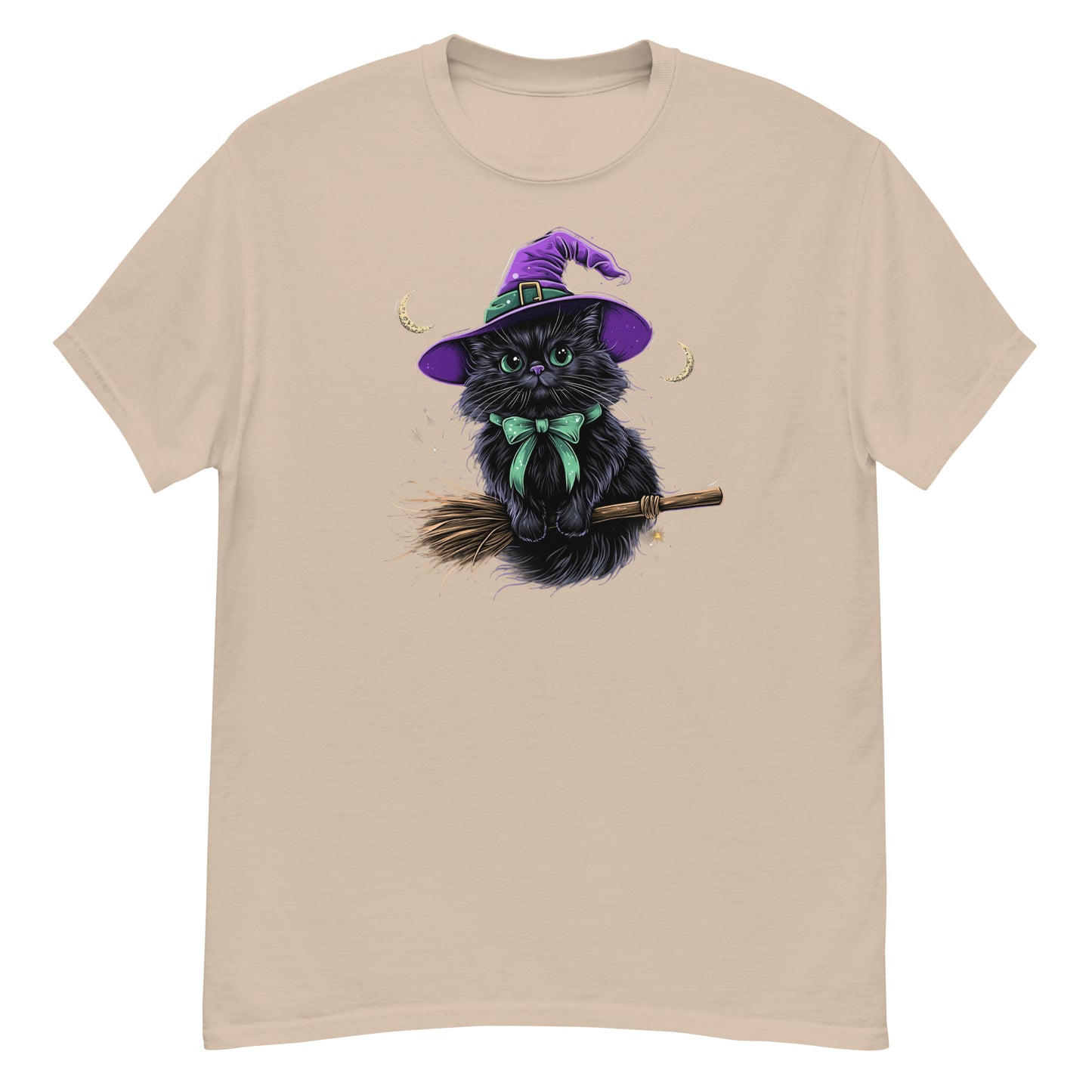 Witchy Kitty Halloween, Cute Cat Riding A Broomstick T-Shirt, Halloween Tee-Shirt, Witch's Cat Shirt, Kitten Tee