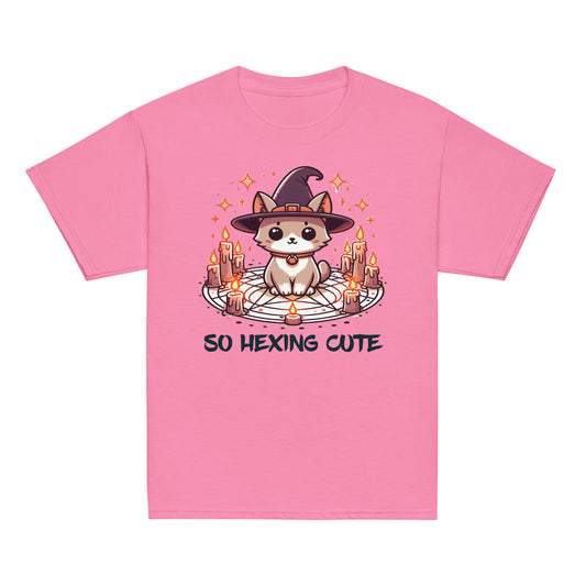 Kids' "So Hexing Cute" - Cute Kitten Halloween Youth T-Shirt, Funny Halloween Cat T-Shirt, Ironic T Shirt, Witty Shirt, Cat Shirt, Halloween Tee